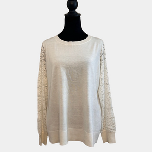 Evelyn & Arthur White Lace Sleeve Sweater XL